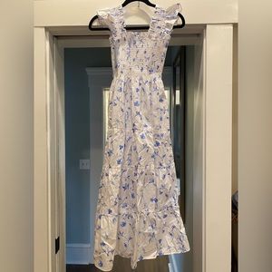 NWT Hill House Ellie Nap Dress Blue and White Botanical Toile Size XXS